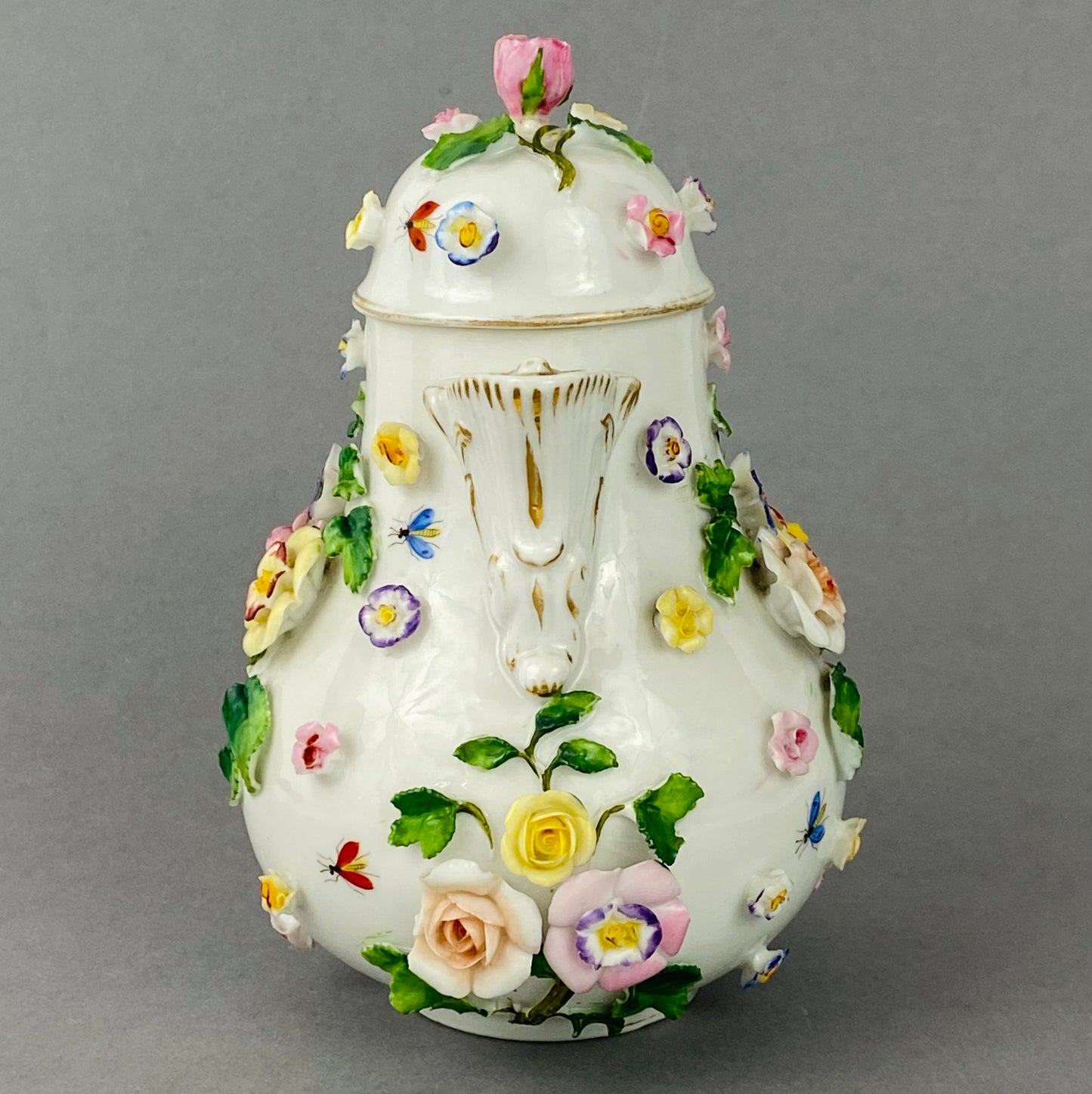 Antique Tea / Coffee Pot Set Meissen style Ernst Bohne Söhne Porcelain c1878+