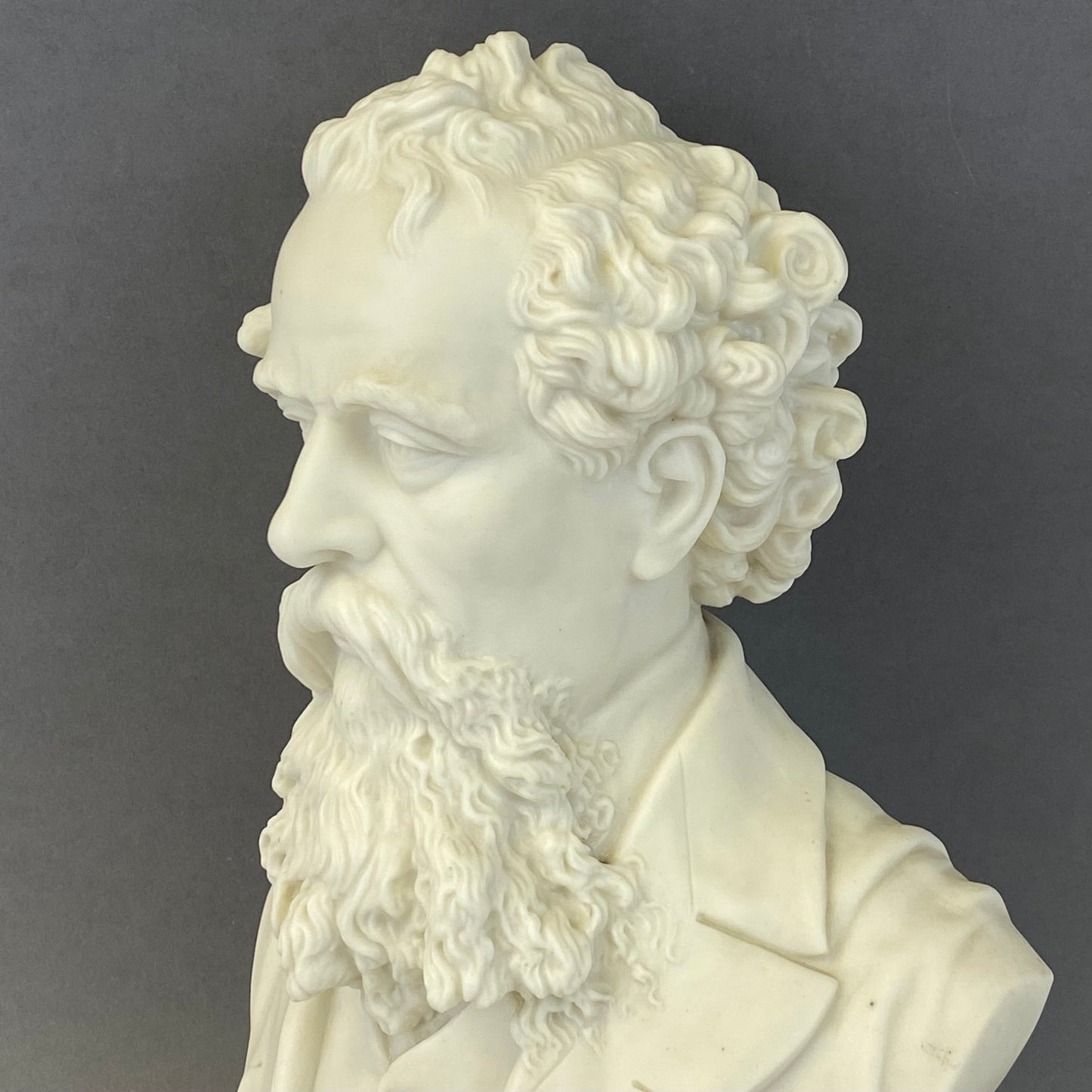 Antique Bridgwood & Clarke Parian Porcelain Bust of Charles Dickens c1860