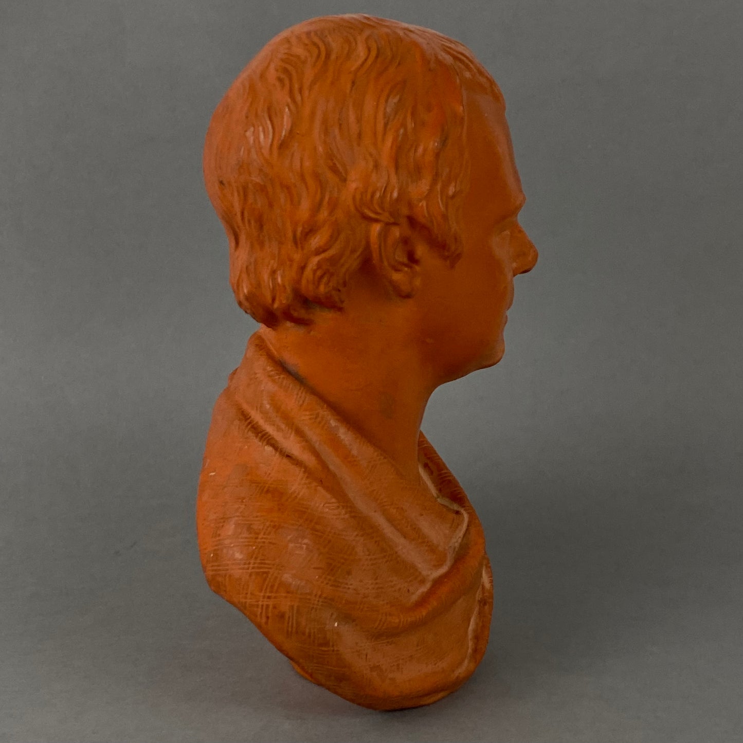 19thc Antique Terracotta Figurine Sir Walter Scott Head Bust by Watcombe Torquay