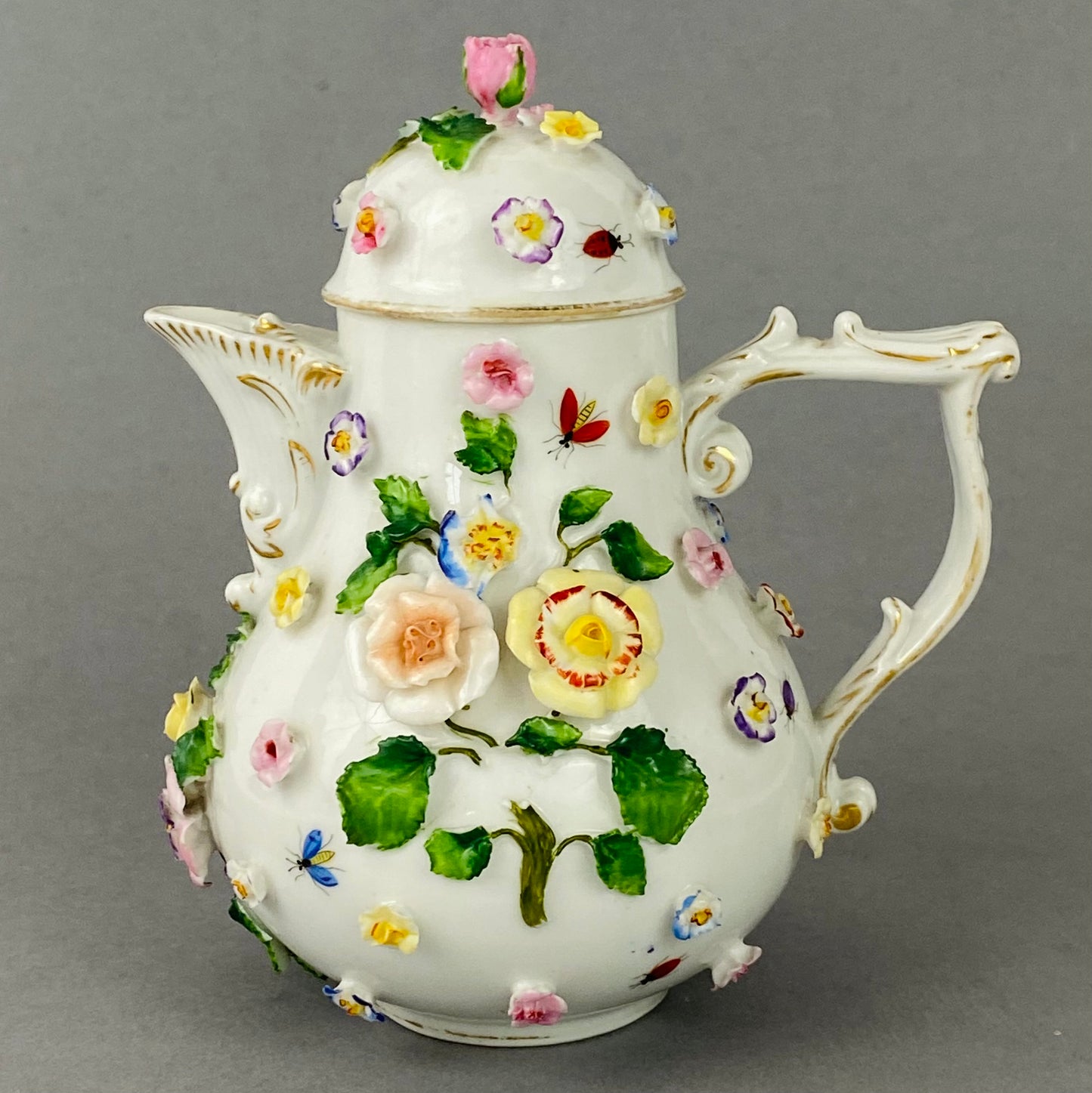Antique Tea / Coffee Pot Set Meissen style Ernst Bohne Söhne Porcelain c1878+