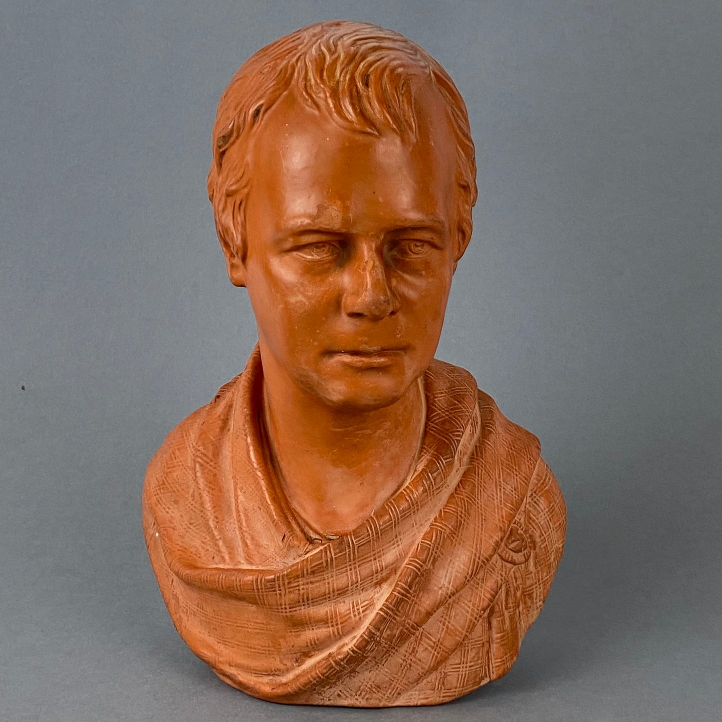 19thc Antique Terracotta Figurine Sir Walter Scott Head Bust by Watcombe Torquay