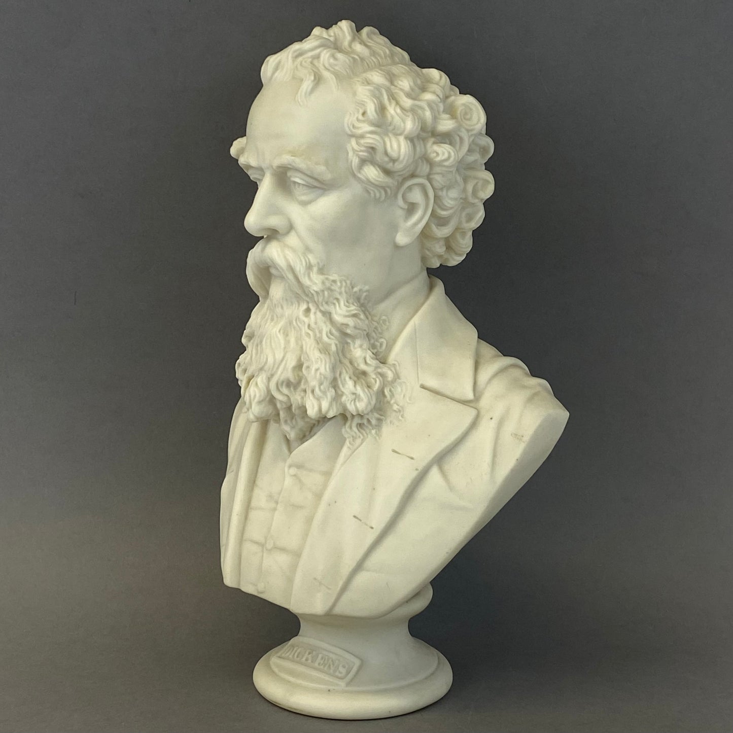 Antique Bridgwood & Clarke Parian Porcelain Bust of Charles Dickens c1860
