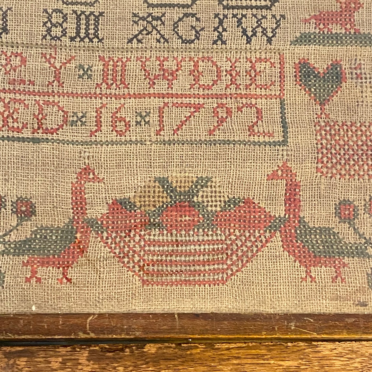 Antique Alphabet & Motif Needlework Sampler Dated 1792 Georgian Folk Art