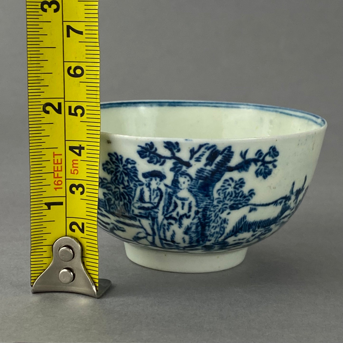 Antique Liverpool Porcelain Tea bowl Cup & Saucer Gainsborough Rural Lovers 18thc