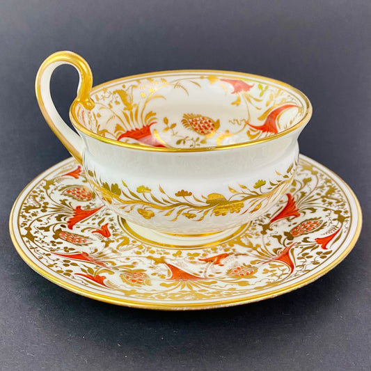 Antique Porcelain Cup & Saucer c1820 Coalport Empire Shape Pattern #900