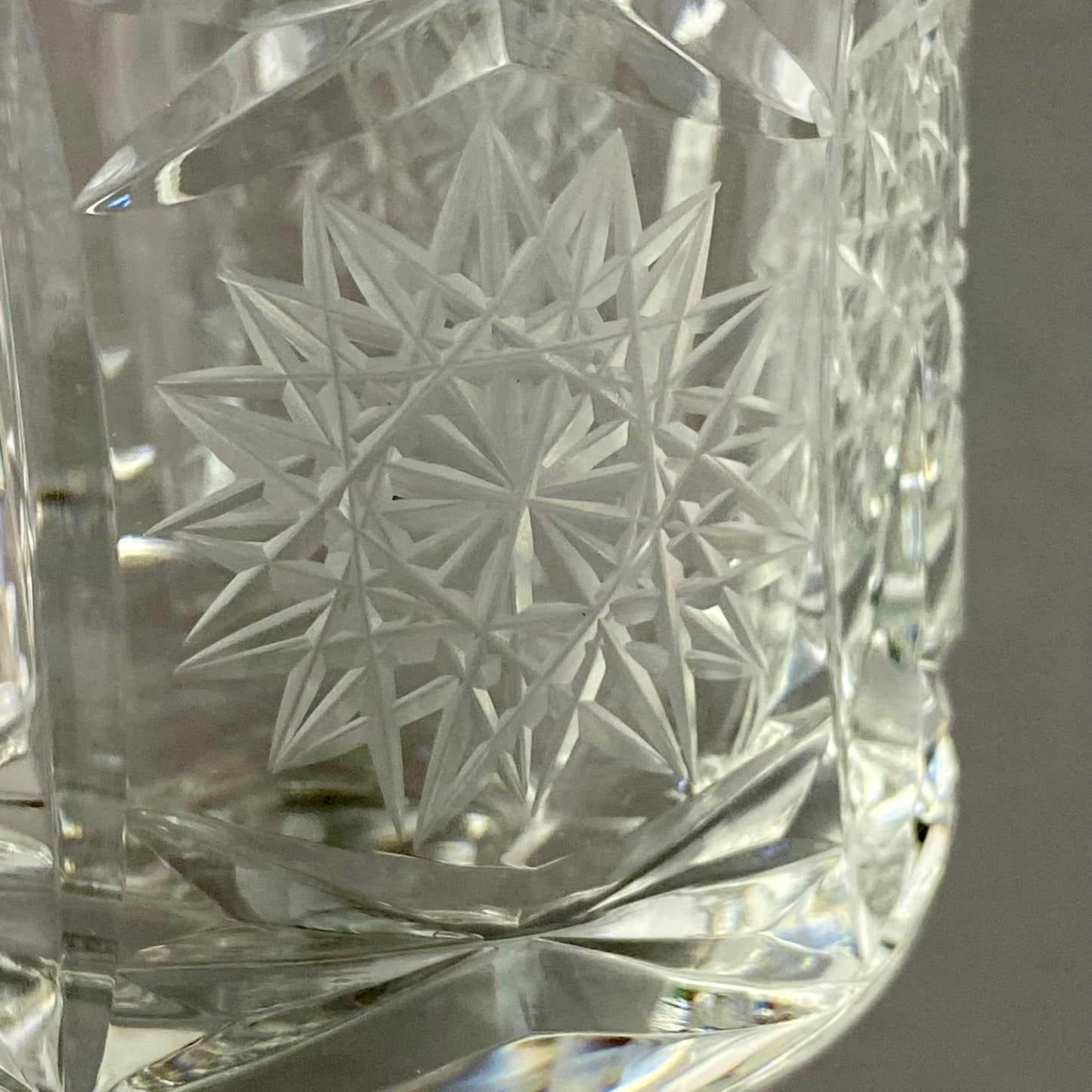 Six Chalice Glass Goblets Bohemian Cut Star & Fan Heavy VTG Hand Cut Crystal