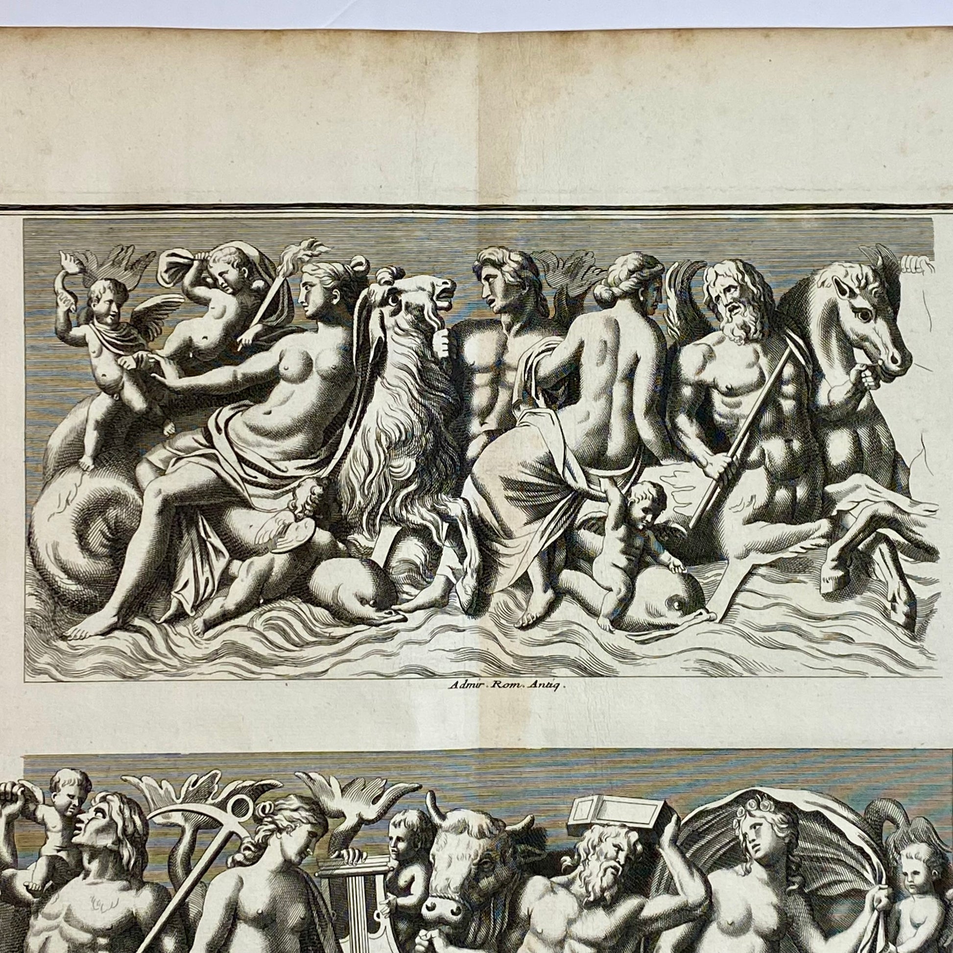 Classical mythological procession engraving detail 18thc 