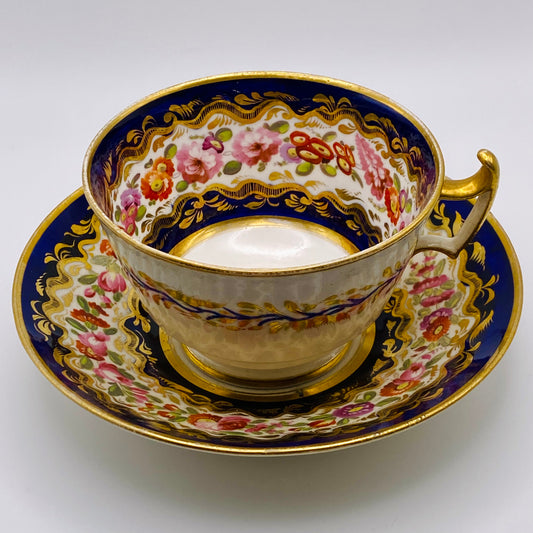 Coalport Cup & Saucer Antique English Porcelain C1815 Pattern #500
