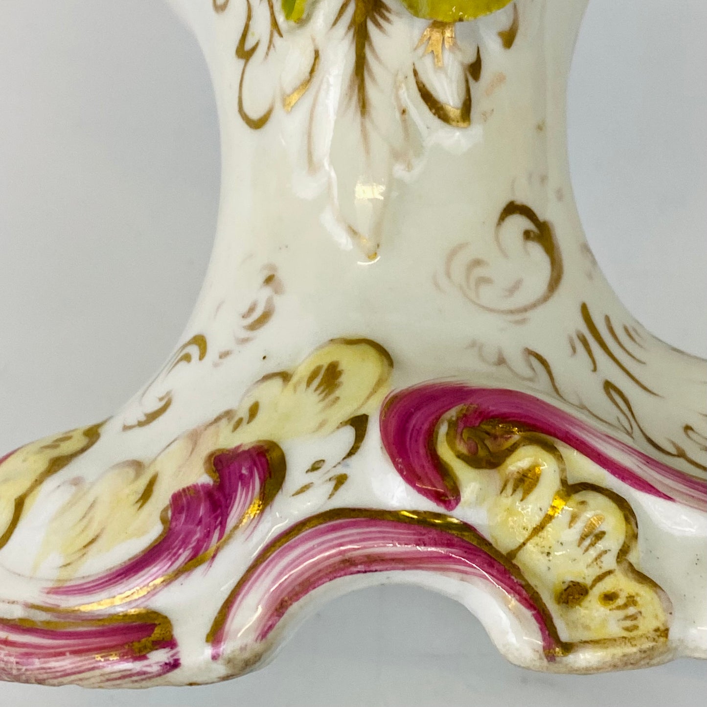 Antique Pair c1840 Vases Coalbrookedale Coalport Floral Encrusted Porcelain VGC