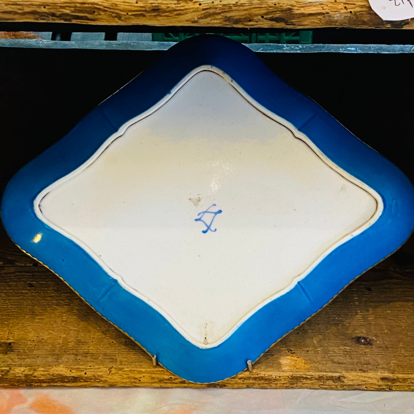 Antique French Sevres Porcelain Lozenge Cabinet Plate Cherub Gold Gilt