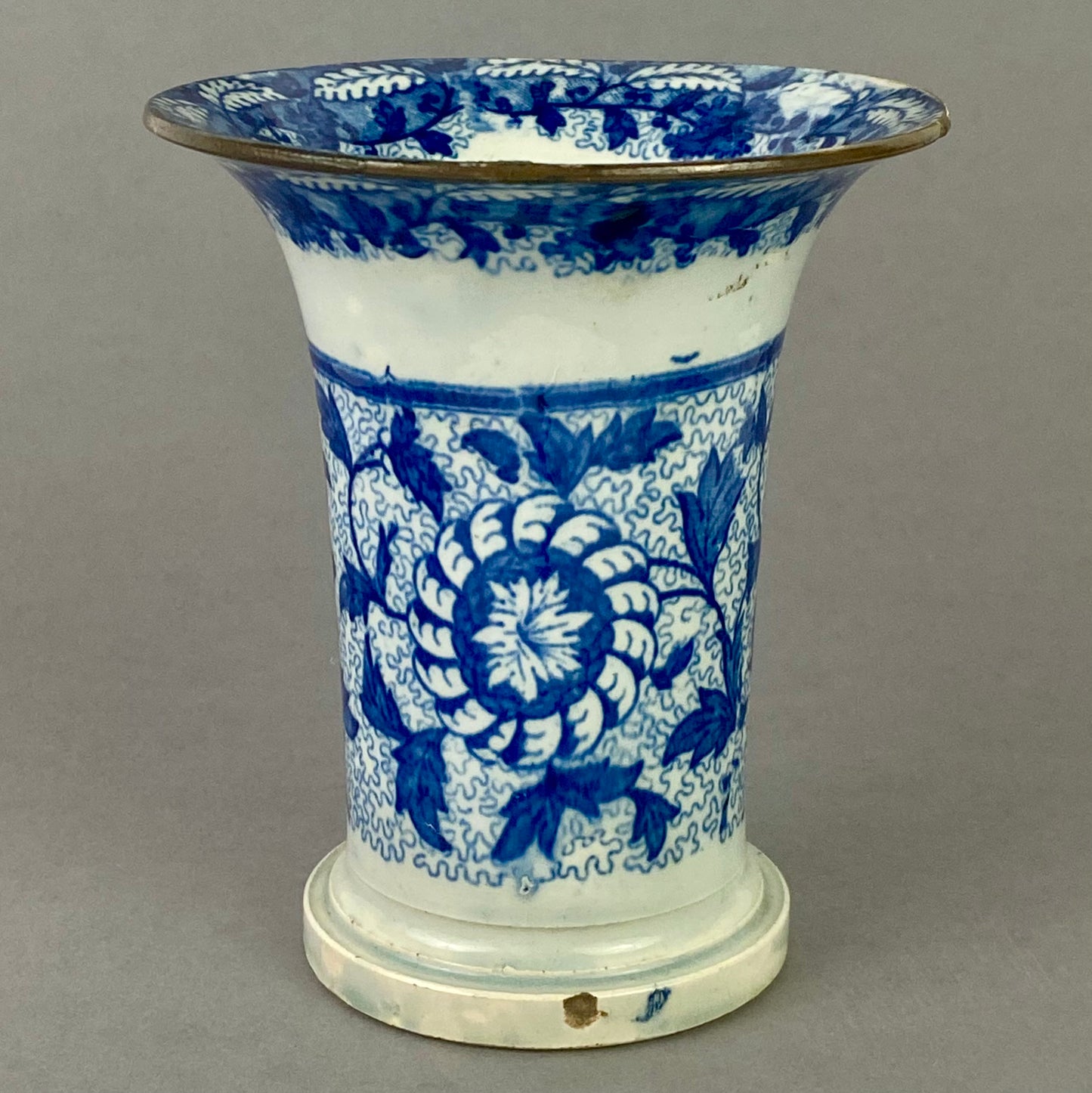 Spode 18thc Pearlware Pottery Vase Blue Transfer 11.5cm Antique c1780s English