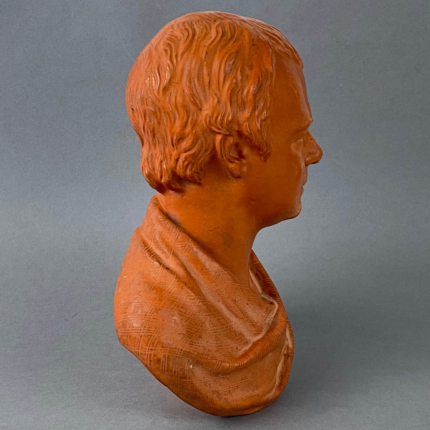 19thc Antique Terracotta Figurine Sir Walter Scott Head Bust by Watcombe Torquay