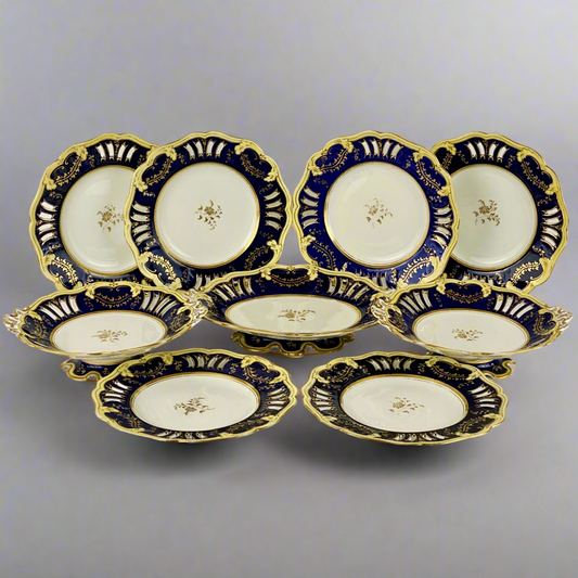 c1840 Antique John Ridgway #8579 Gold Gilt Porcelain Dessert Service