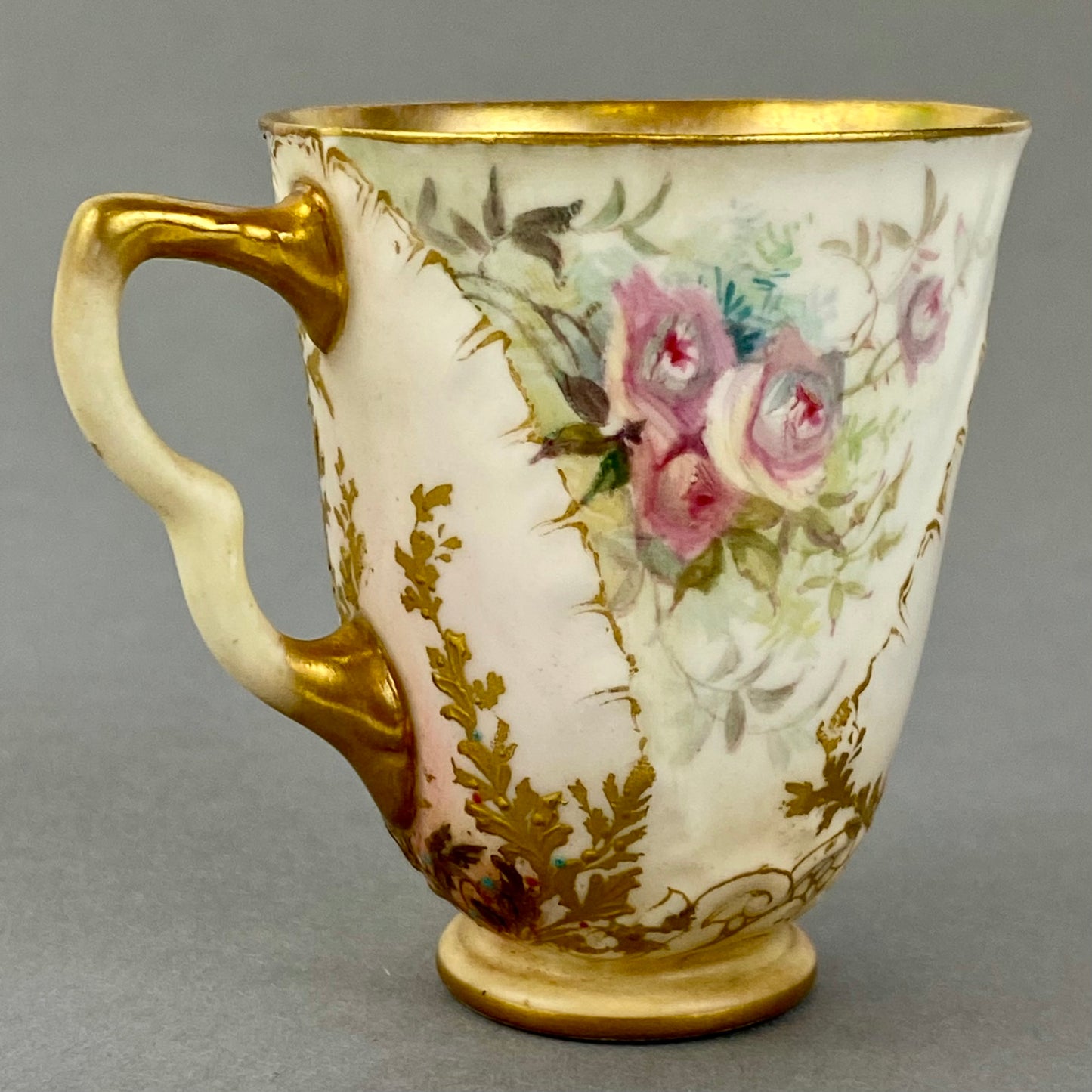 Doulton Burslem 19thc Coffee Cup Antique Demitasse Espresso Gold Gilt c1887