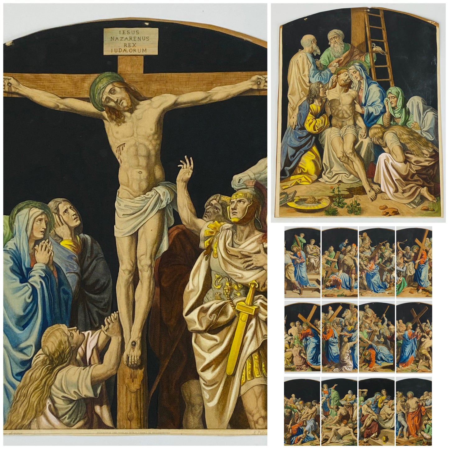 14 Antique Etchings c1860 Church Salvage The Stations of The Cross by Fuhrich