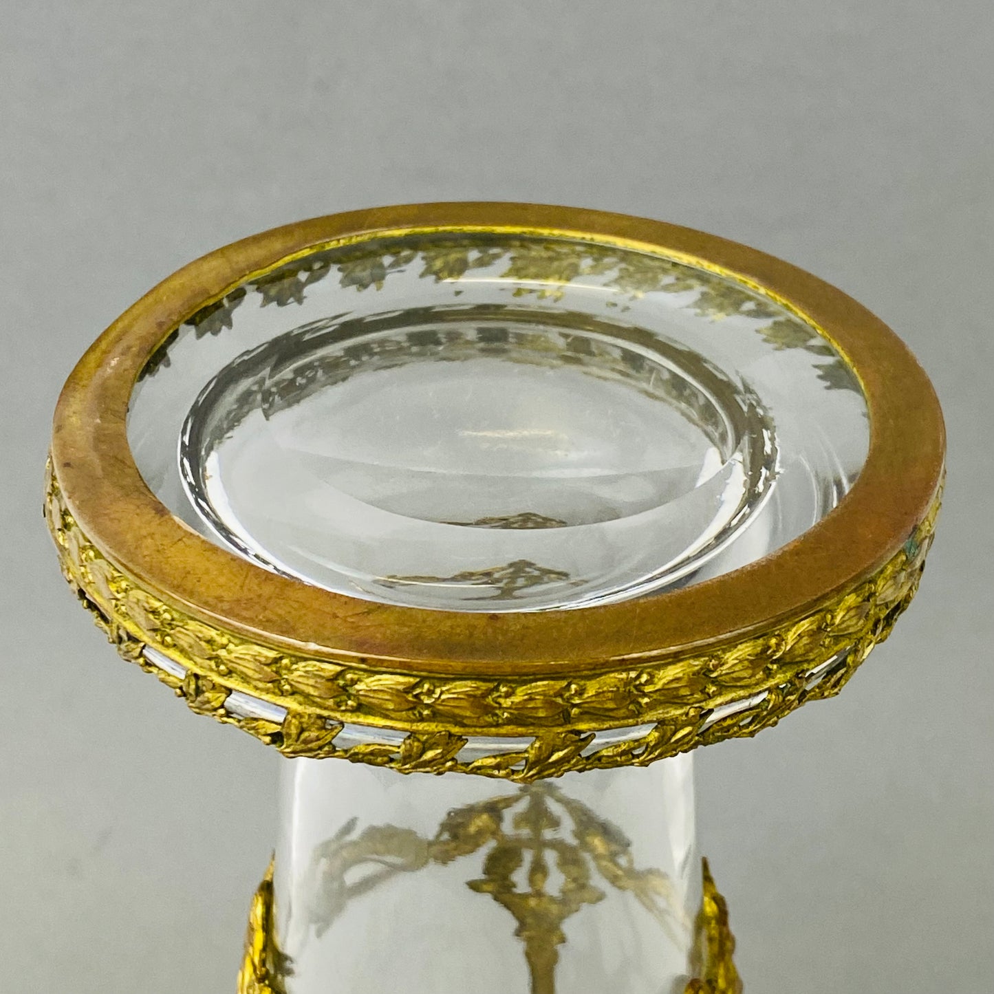 Antique 19thc French Baccarat Empire Glass Vase Neoclassical Ormolu Bronze