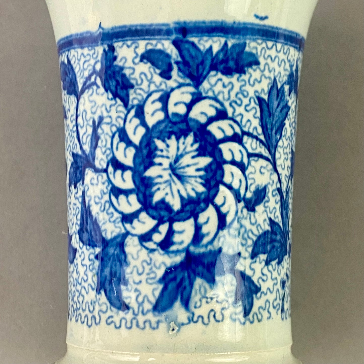 Spode 18thc Pearlware Pottery Vase Blue Transfer 11.5cm Antique c1780s English