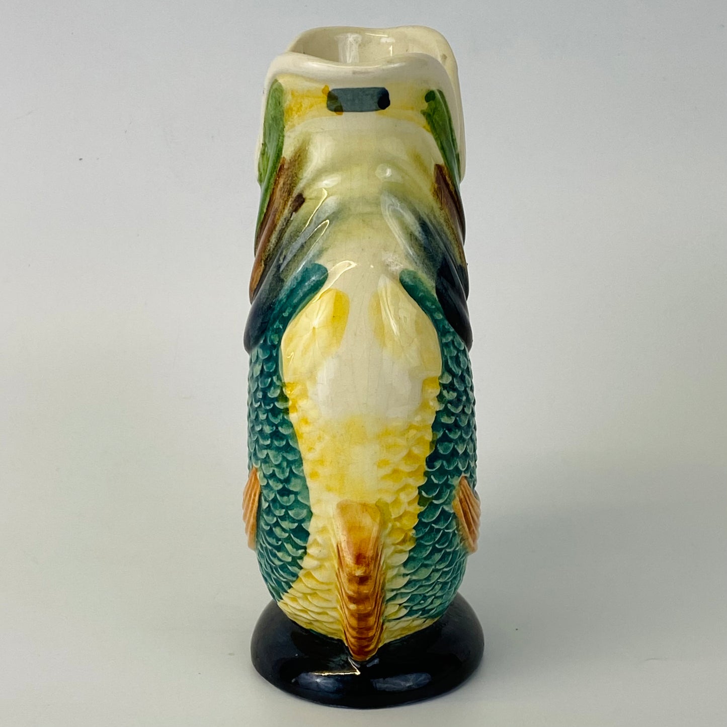 1950s Dartmouth Devon Pottery Vintage Fish Gluggle Jug Rare Multicoloured Pottery