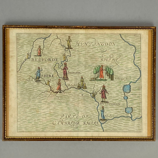 Poly Olbion 17thc Antique Map Cambridgeshire c1622 by Michael Drayton