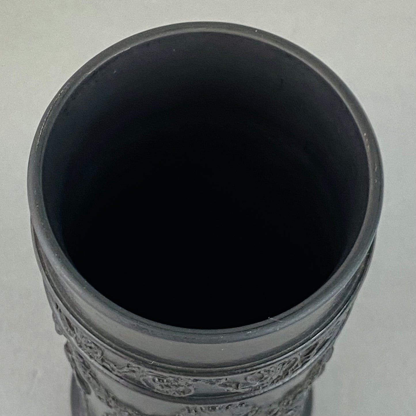 Wedgwood Black Basalt Antique Pair Pillar Spill Vases c1902 English Stoneware
