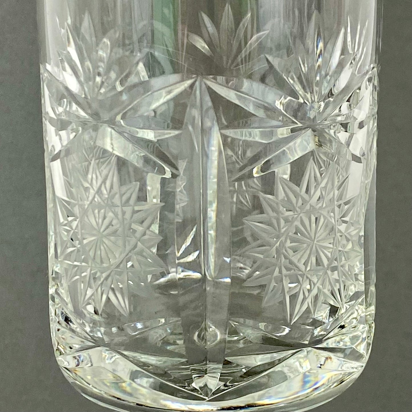 Six Chalice Glass Goblets Bohemian Cut Star & Fan Heavy VTG Hand Cut Crystal