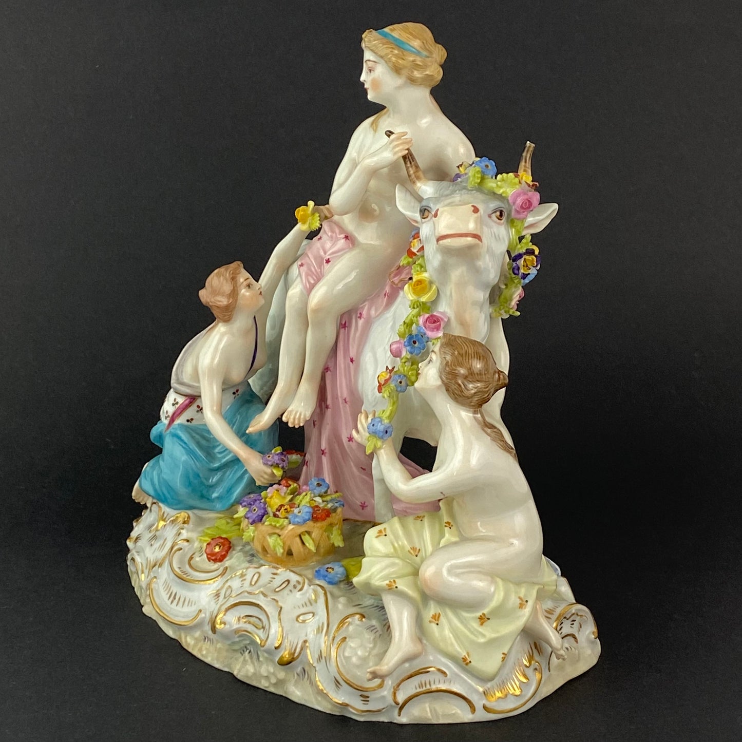 Carl Thieme Europa & The Bull Antique Porcelain Figurine Group 19thc