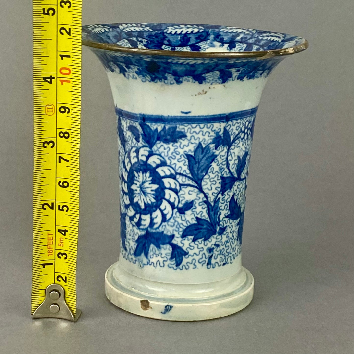 Spode 18thc Pearlware Pottery Vase Blue Transfer 11.5cm Antique c1780s English