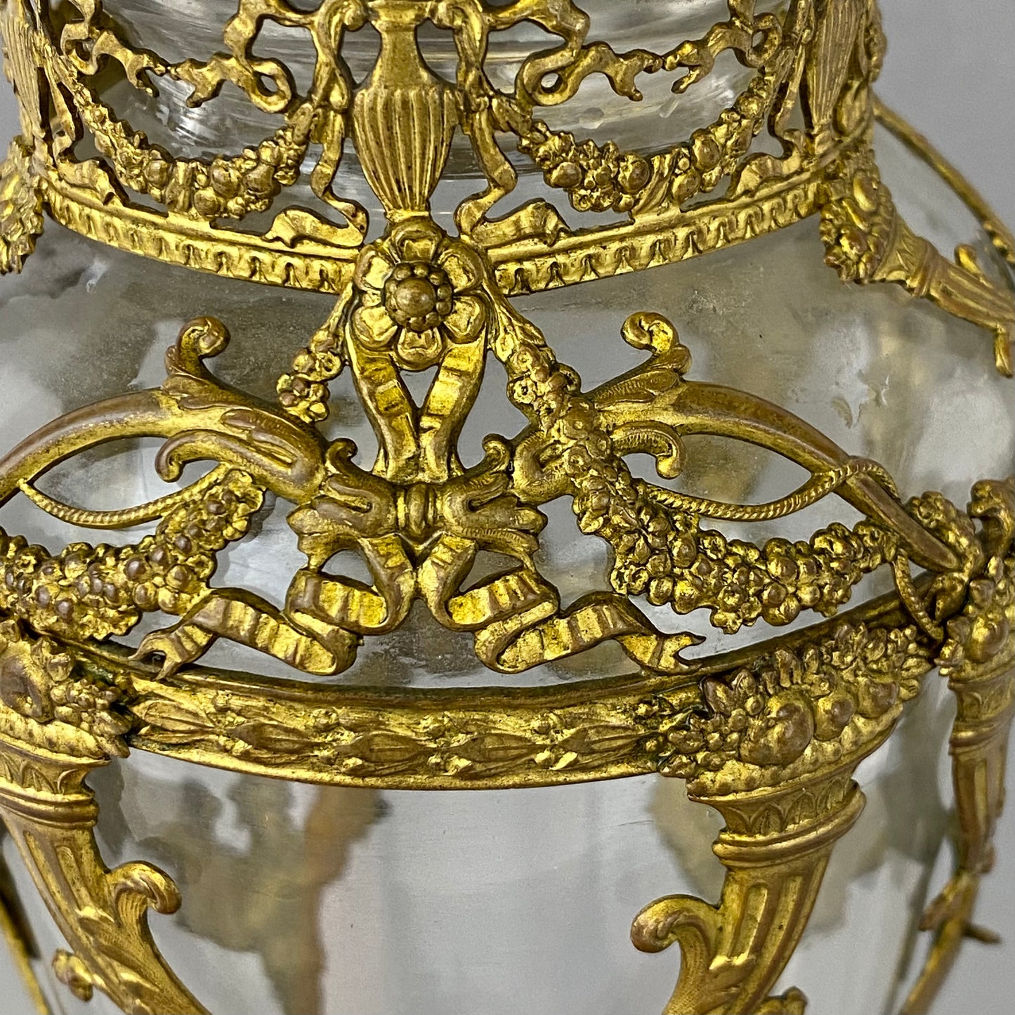 Antique 19thc French Baccarat Empire Glass Vase Neoclassical Ormolu Bronze