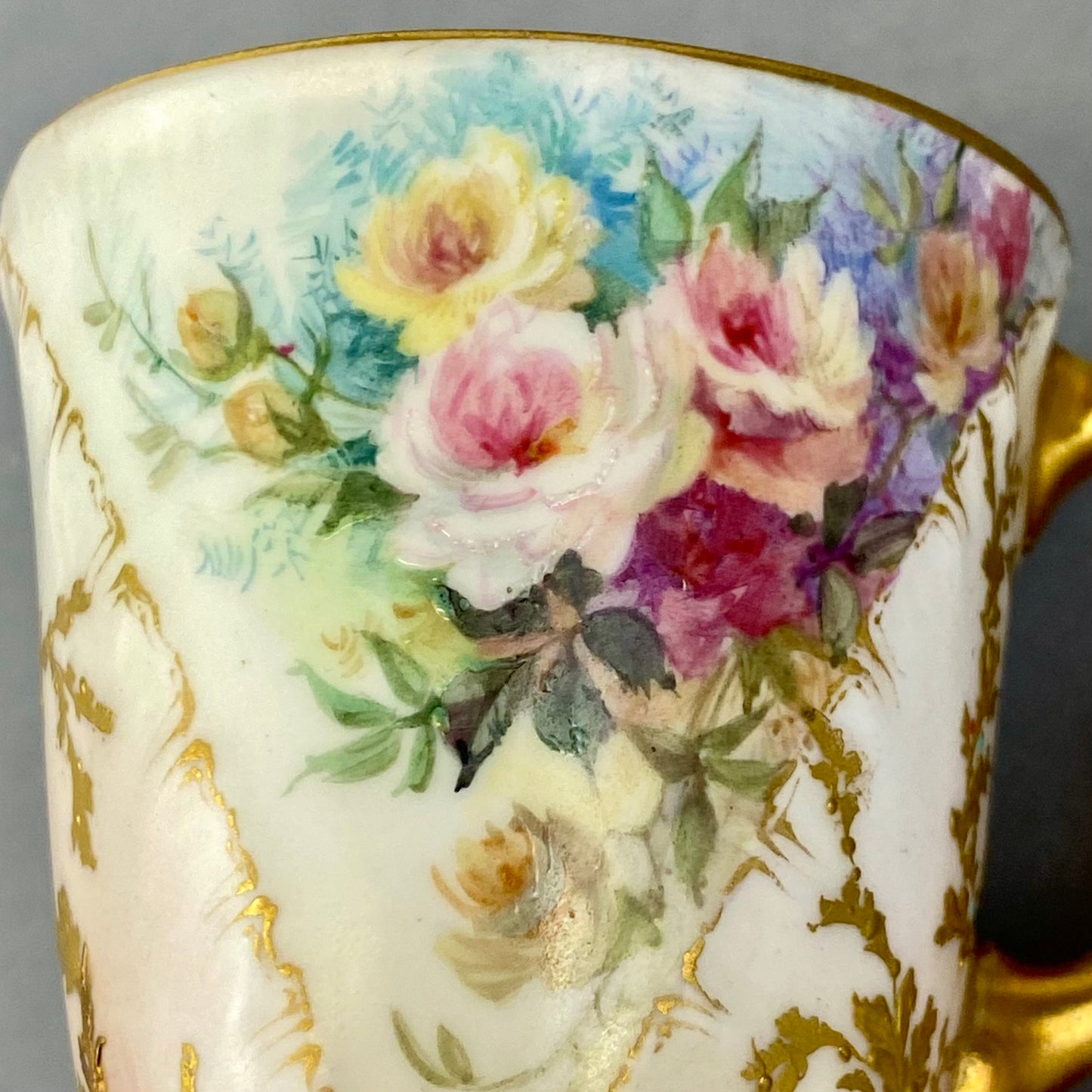 Doulton Burslem 19thc Coffee Cup Antique Demitasse Espresso Gold Gilt c1887