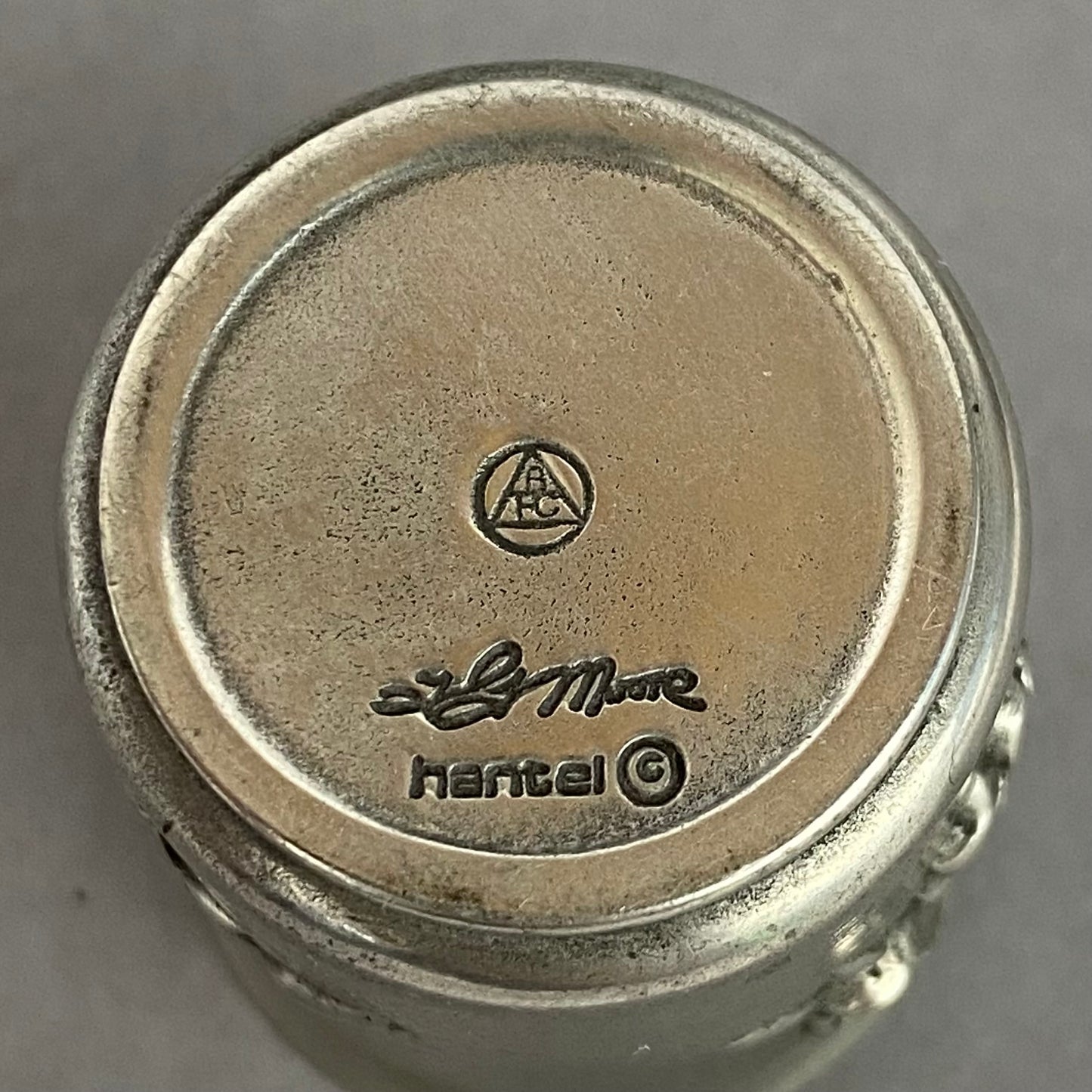 Fairy Pewter Storage Box Pot Hantel by Francis Moore Victorian Style c1976 VTG