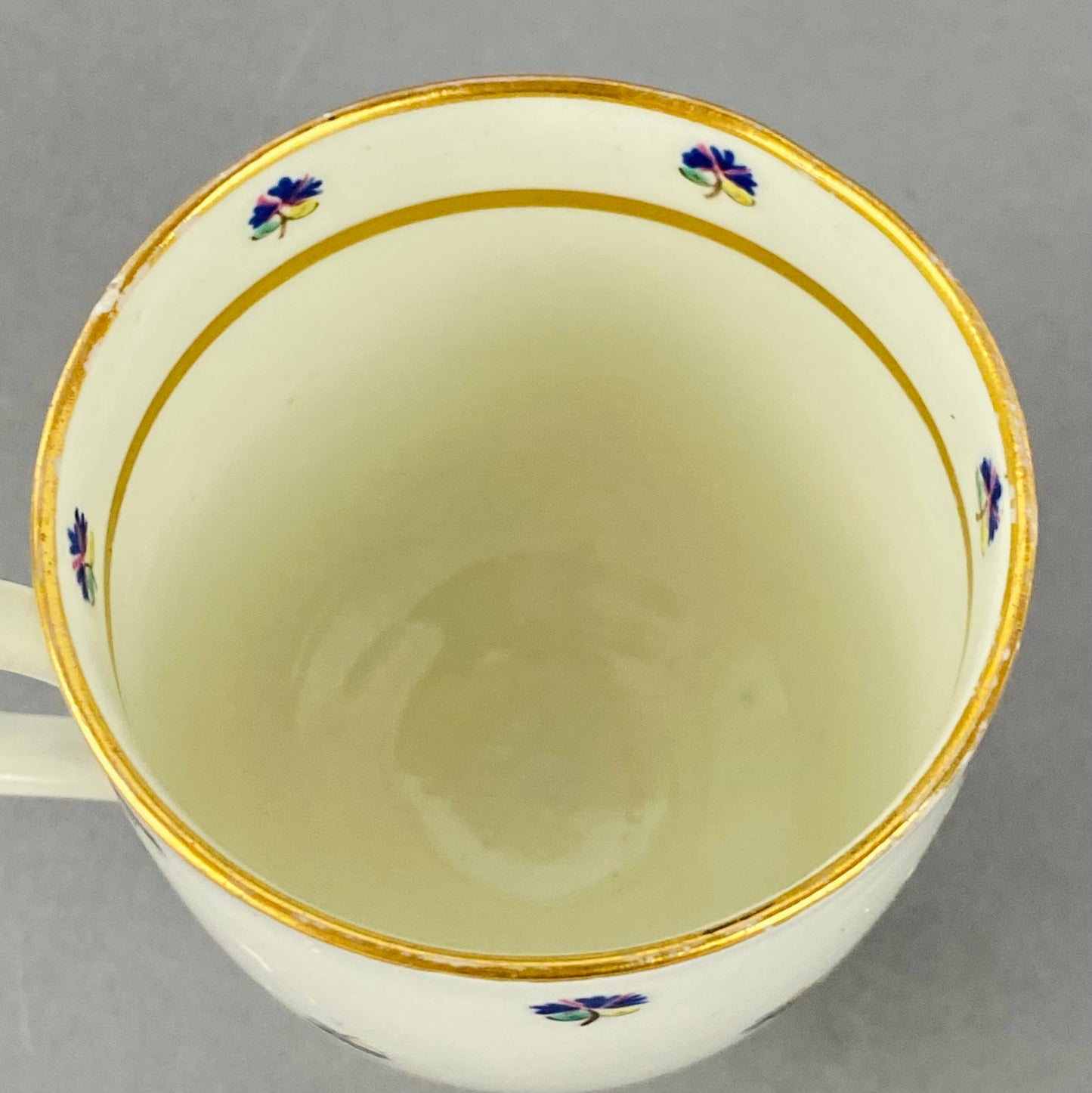 Set of 4 Caughley Cornflower Coffee Cups Gold Gilt 18thc Antique English Porcelain