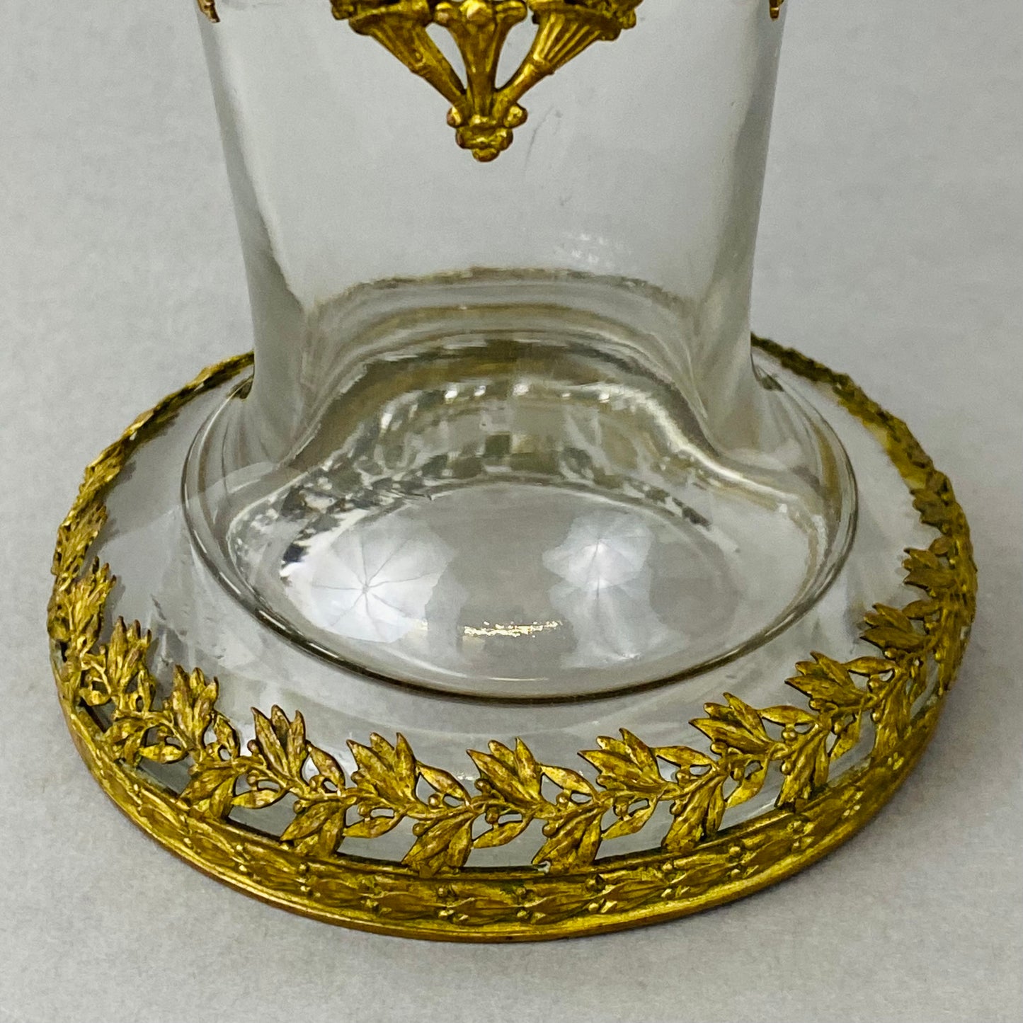 Antique 19thc French Baccarat Empire Glass Vase Neoclassical Ormolu Bronze