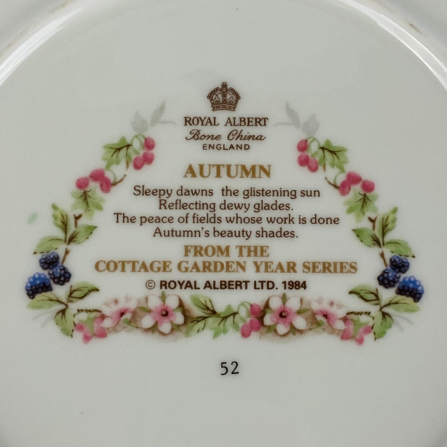 4 Royal Albert Vintage Plates - Cottage Garden of the Year - 4 Seasons 1984