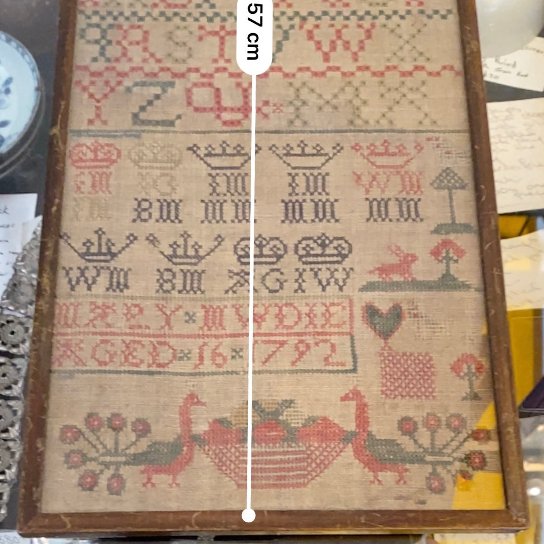 Antique Alphabet & Motif Needlework Sampler Dated 1792 Georgian Folk Art
