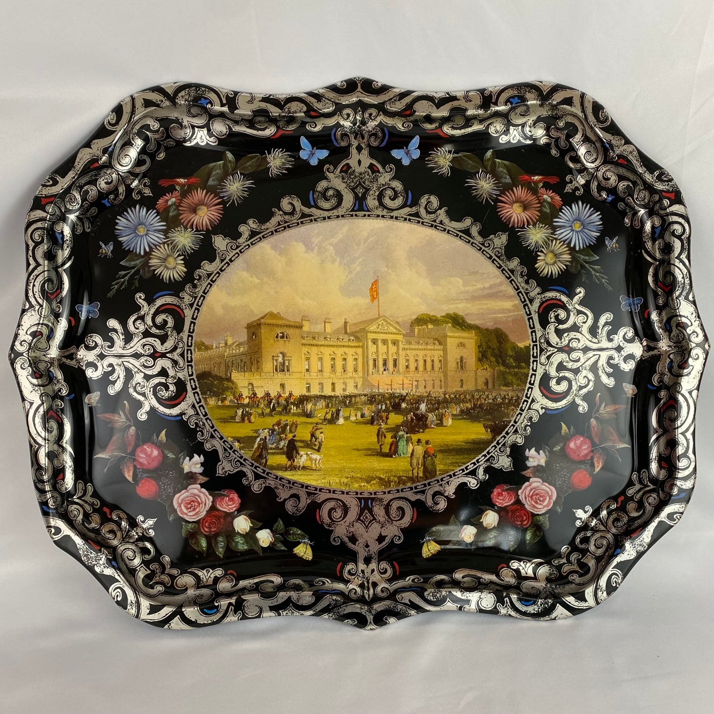 Large Vintage Metal Tray Queen Victorias Visit to Woburn Abbey 1841 by I.C. Bourne