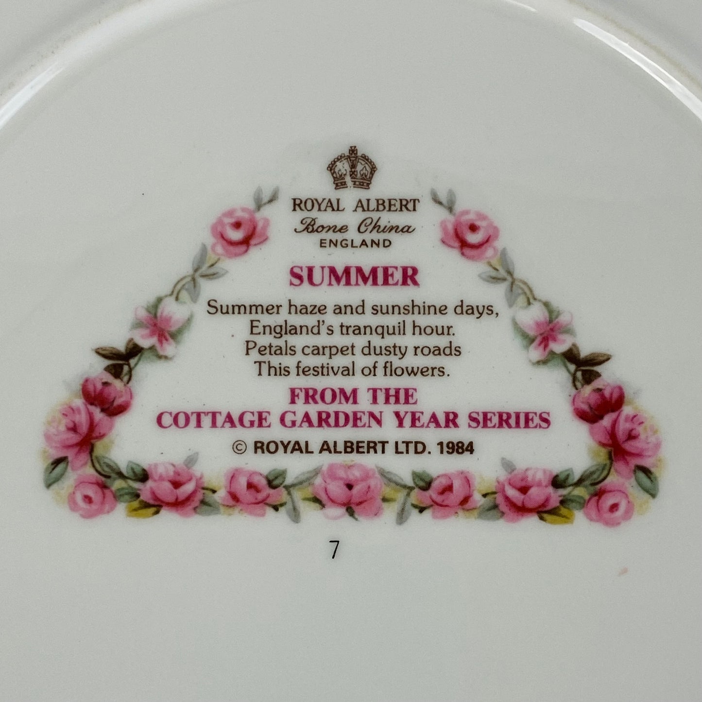 4 Royal Albert Vintage Plates - Cottage Garden of the Year - 4 Seasons 1984