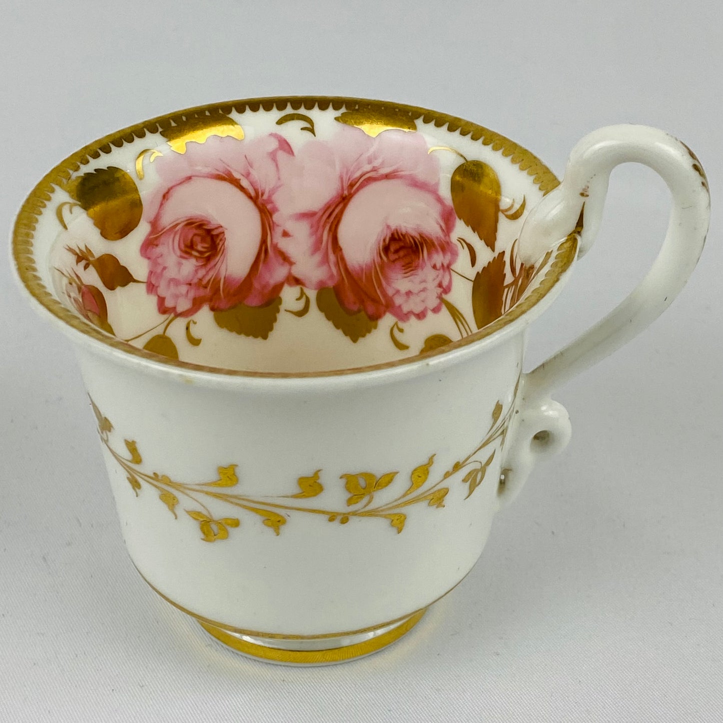 19thc Antique c1820 Spode Trio ~ Tea Cup, Coffee Cup & Saucer~#3886~Gold Gilt~Roses