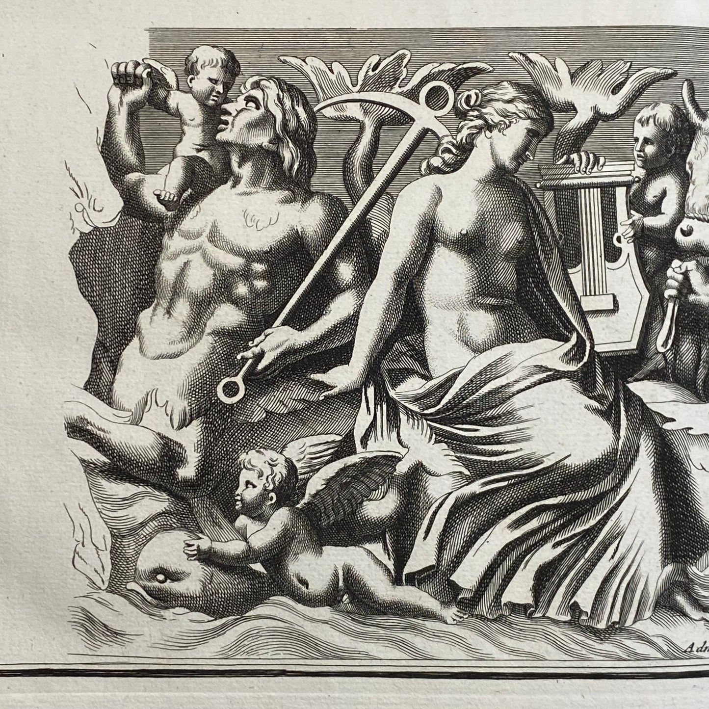 Antique Venus Marina Engraving c1719 - Bernard de Montfaucon Mythological Print