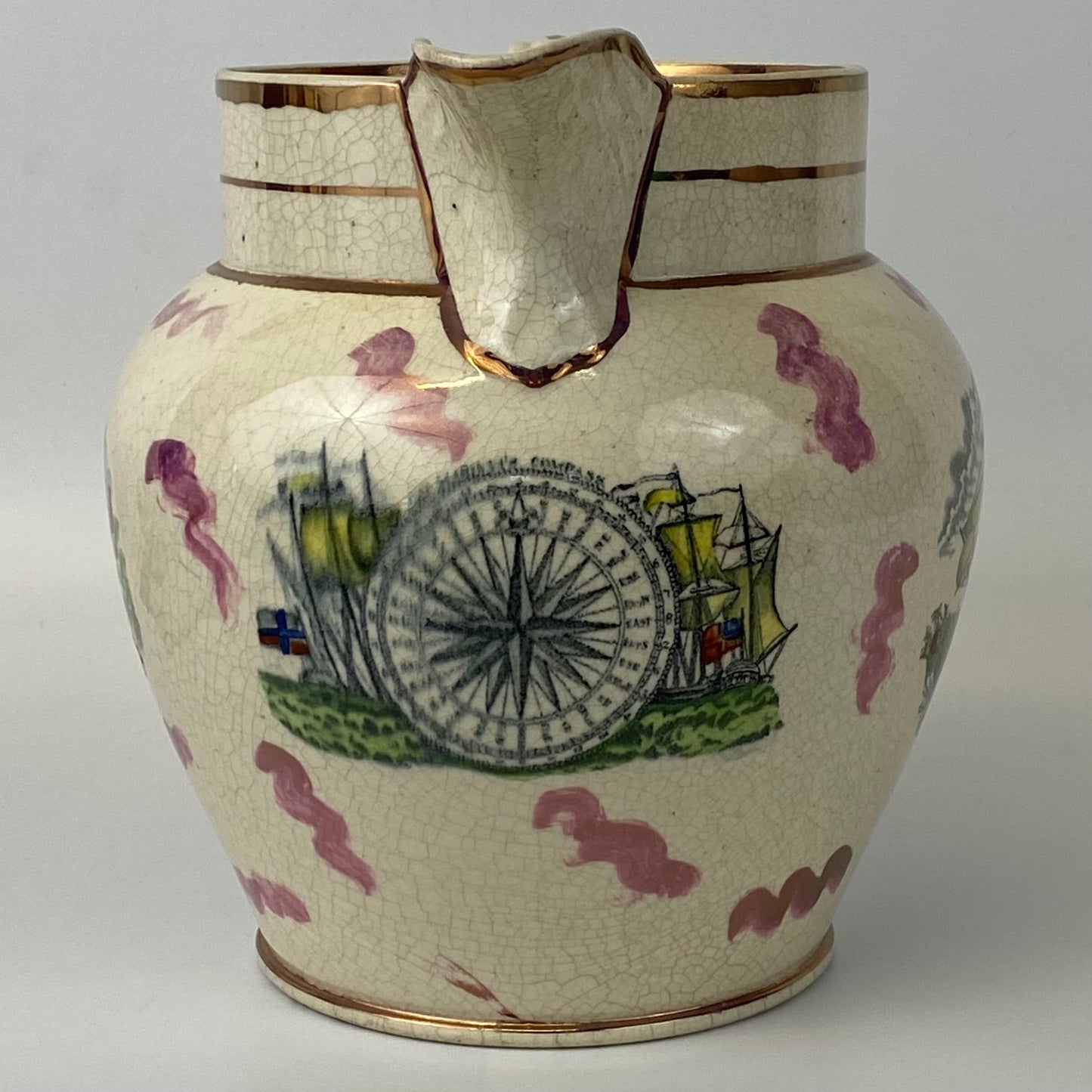 Antique XL Sunderland Lustre Jug c1820 Sailors Tear Poem & Peace Prosperity 23cm