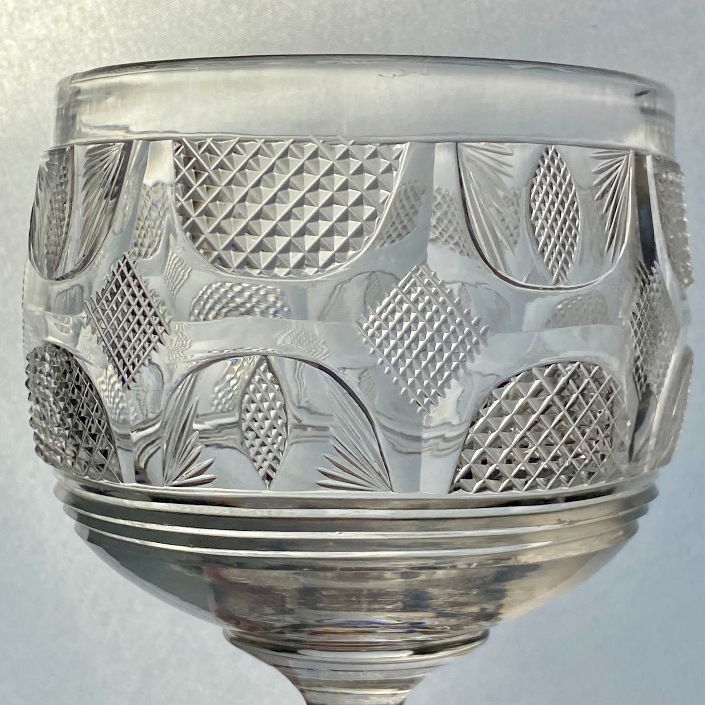 Regency Rummer Antique 19thc Anglo / Irish Glass Large Crystal Hand Cut Goblet 5"