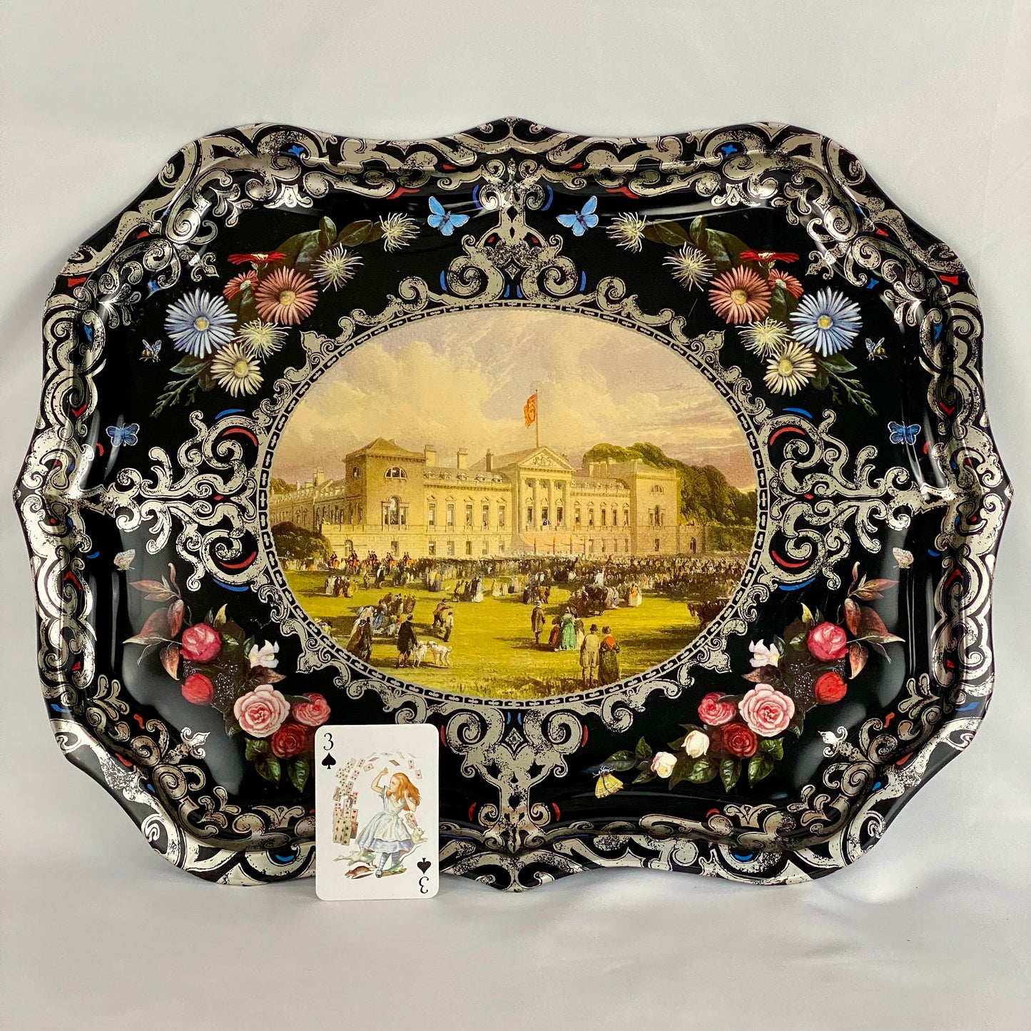 Large Vintage Metal Tray Queen Victorias Visit to Woburn Abbey 1841 by I.C. Bourne