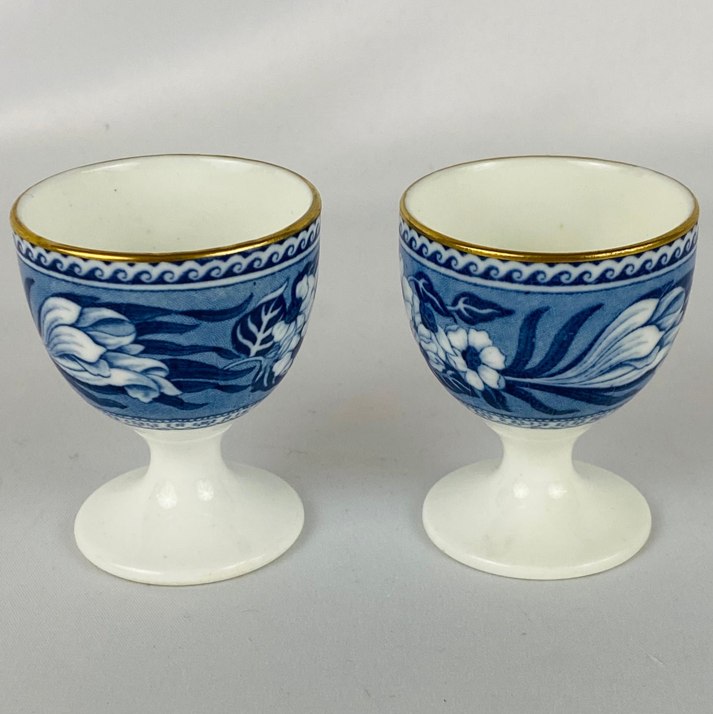 Pair of Wedgwood Antique Egg Cups Fallow Deer Gold Gilt c1908