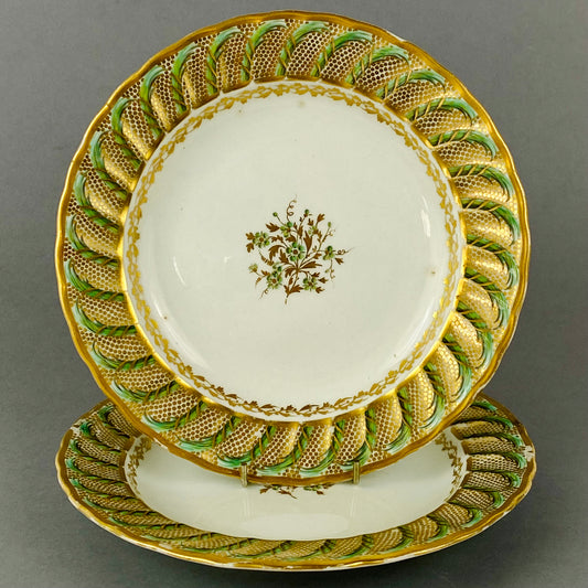 2 Derby 18thc Plates Antique c1782+ Pattern 309 Rare English Porcelain