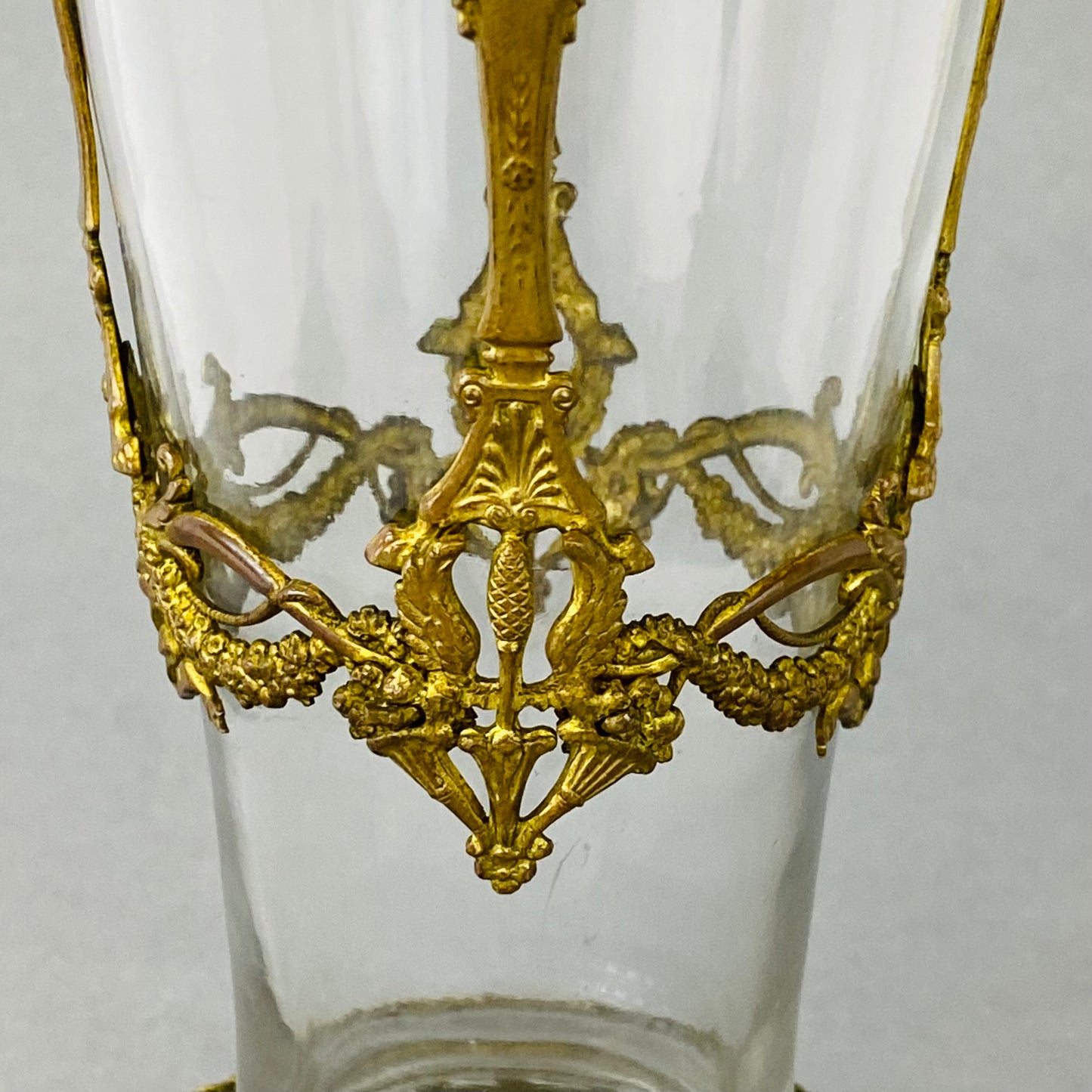 Antique 19thc French Baccarat Empire Glass Vase Neoclassical Ormolu Bronze