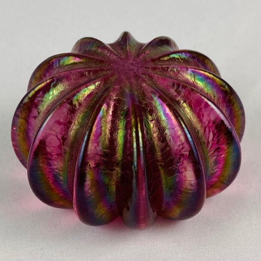 Paperweight Sea Urchin Robert Held Art Glass Pink Iridescent Canadian Glass