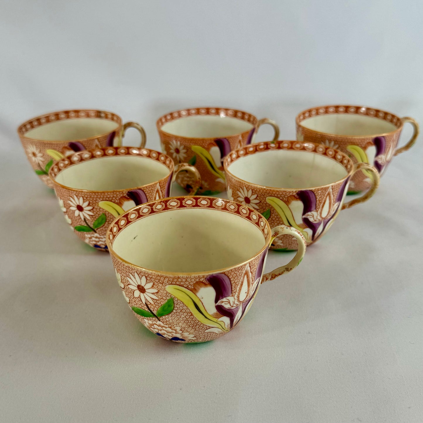 c1810 Antique 13 piece Tea Ware Set by Hicks & Meigh Earthenware Chrysanthemum Pattern